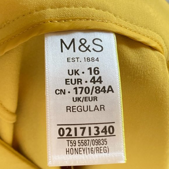 BNWT M&S Women's Mustard Yellow White Side Panels Slim Fit Trousers Size 16 - Picture 16 of 16